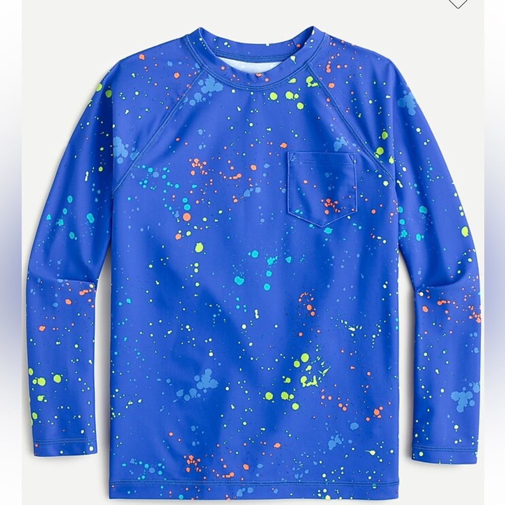 NWT Boys' J. Crew long-sleeve rash guard in splatter print Size Small